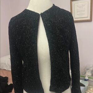 Black Sparkle Open-Front Women's Blazer Jacket Andrea Pollizi size small